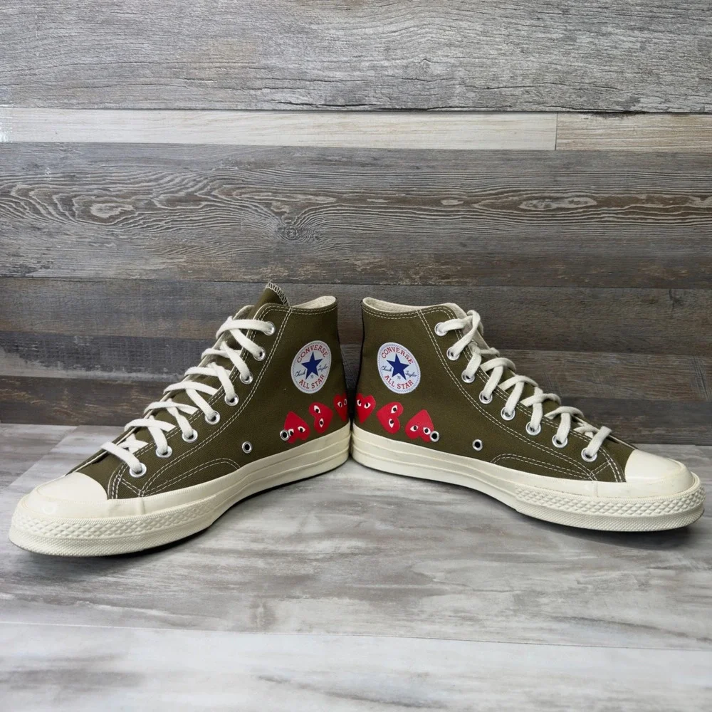 Converse Comme des Garcons PLAY Chuck 70 High Top Olive Green Size Mens 8 W 10 - Picture 2 of 11